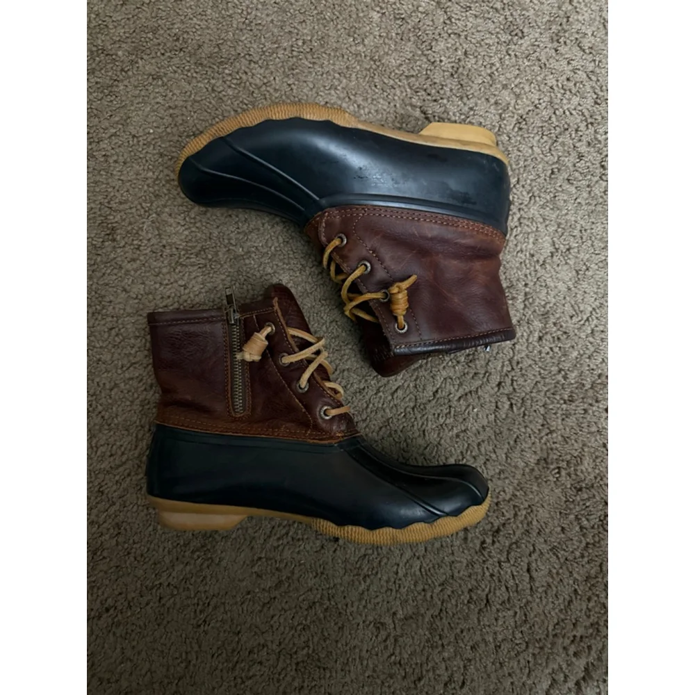 Women's Sperry Brown & Black Winter Rain Boots Size 7